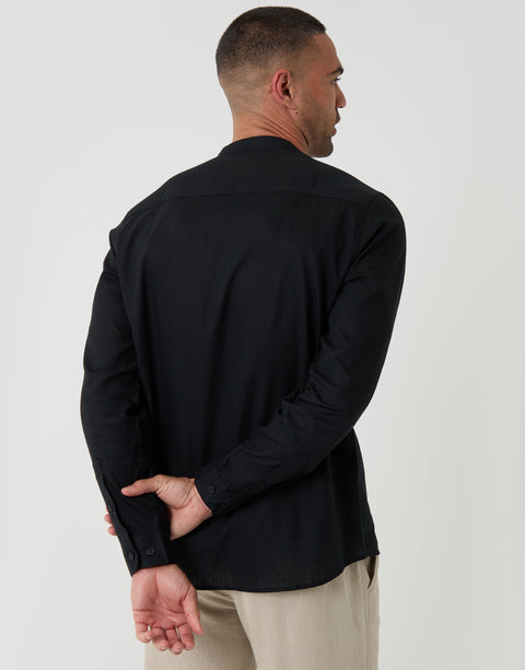 Threadbare Long Sleeve Shirt in Black - Back View