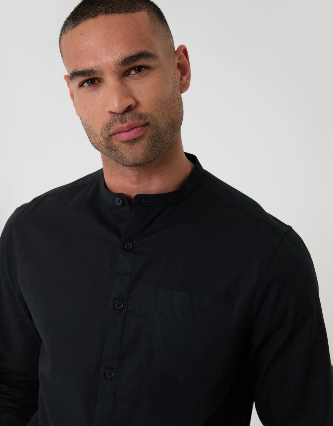 Threadbare Long Sleeve Shirt in Black - Close View