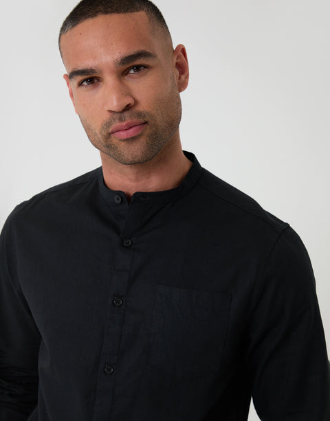 Threadbare Long Sleeve Shirt in Black - Close View