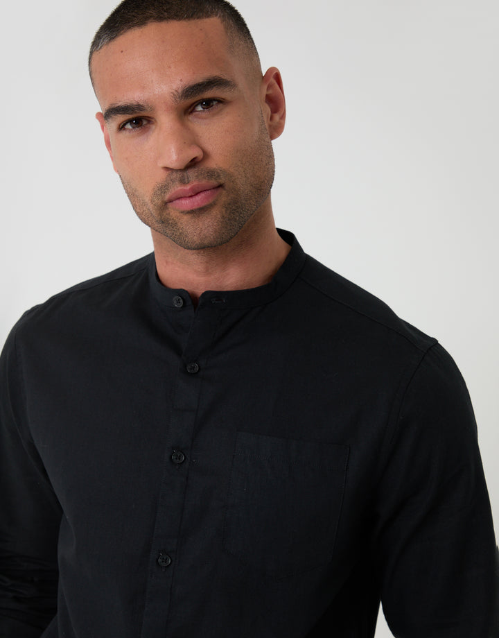 Threadbare Long Sleeve Shirt in Black - Close View
