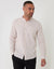 Grandad Collar Linen Blend Long Sleeve Shirt in Light Stone