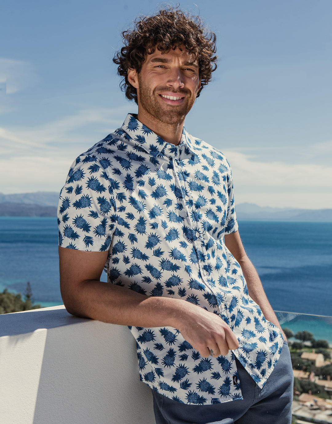 Off White Pineapple Print Short Sleeve Shirt