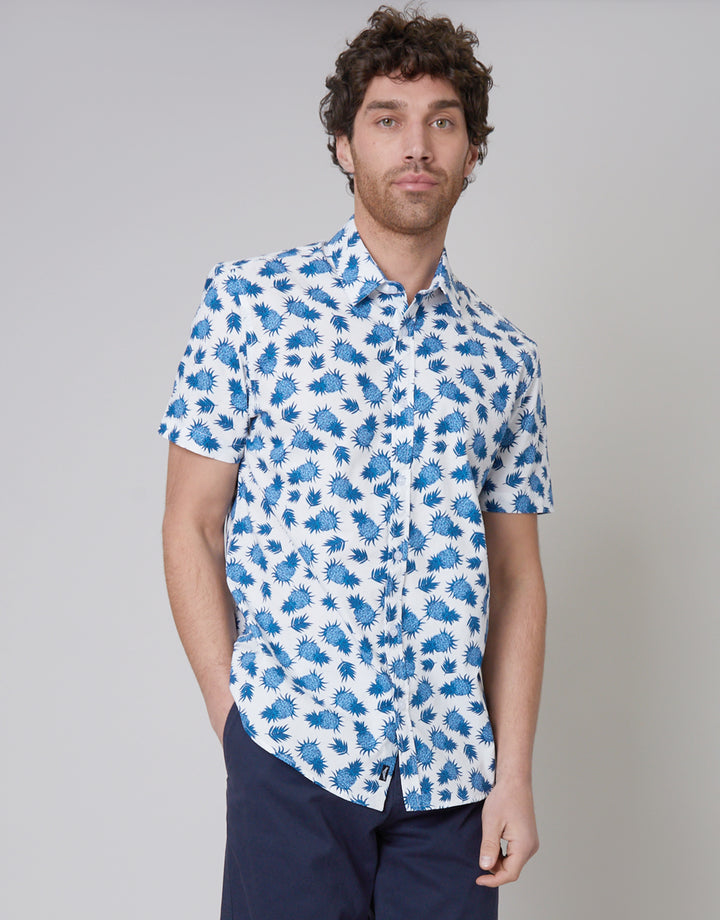 Off White Pineapple Print Short Sleeve Shirt