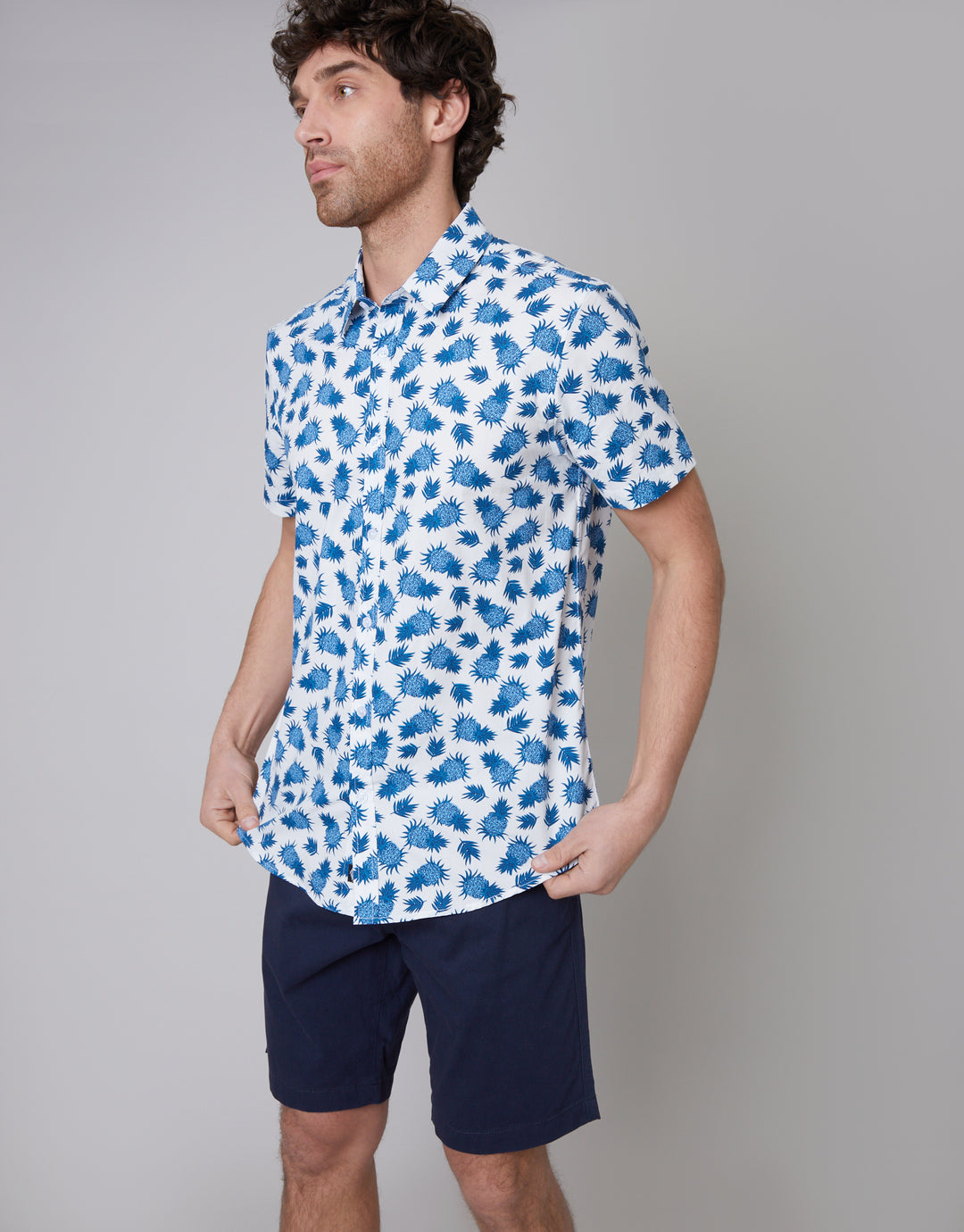 Off White Pineapple Print Short Sleeve Shirt