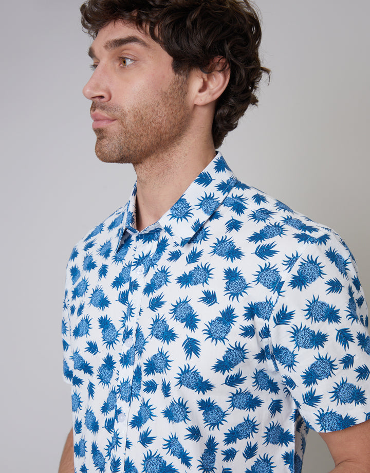 Off White Pineapple Print Short Sleeve Shirt
