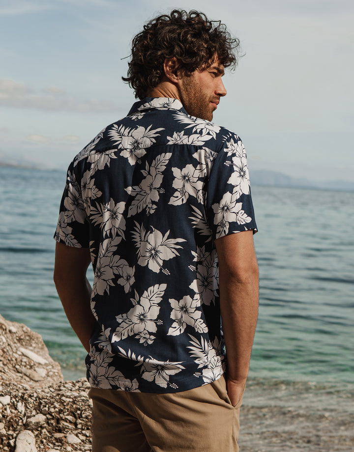 Midnight Blue Floral Short Sleeve Shirt