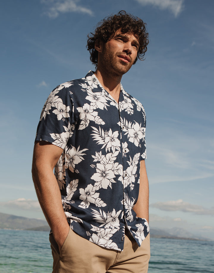 Midnight Blue Floral Short Sleeve Shirt