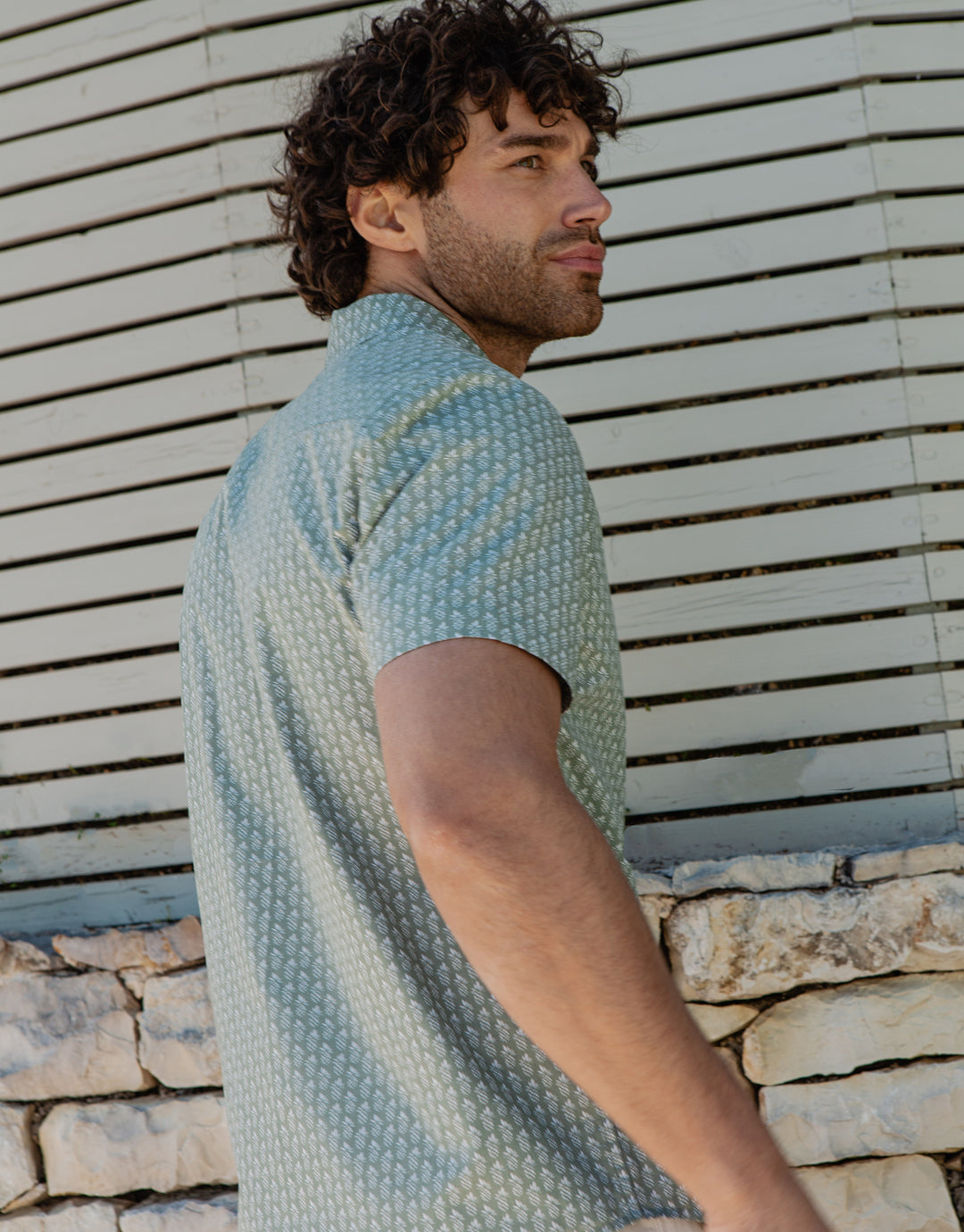 Sage Green Pineapple Print Short Sleeve Shirt