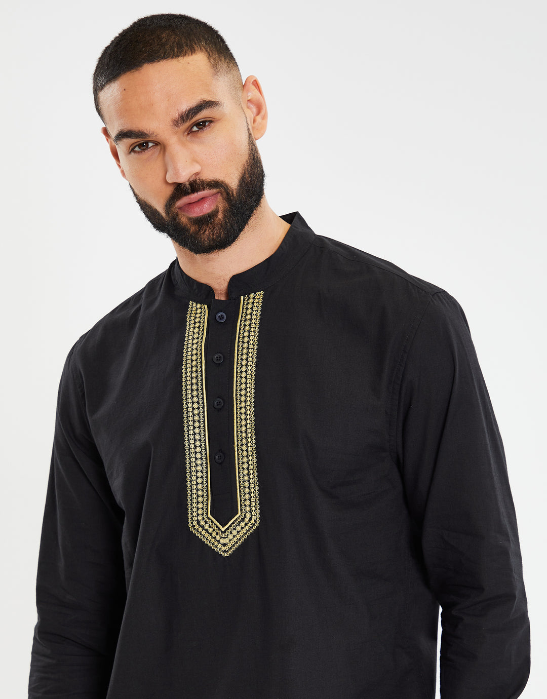 Black Long Sleeve Tunic Kurta Shirt