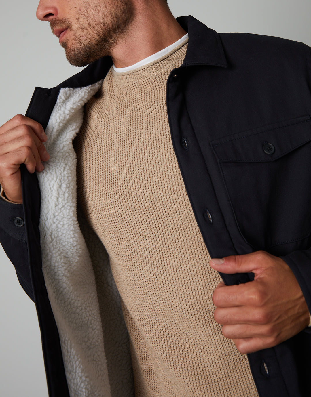 Black Borg Lined Shacket