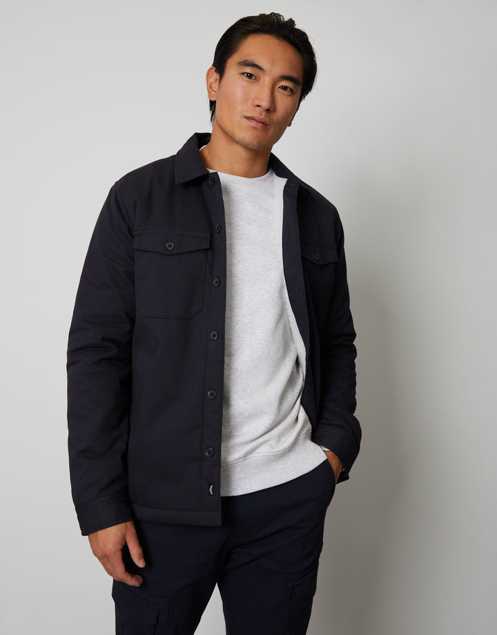 Navy Borg Lined Shacket