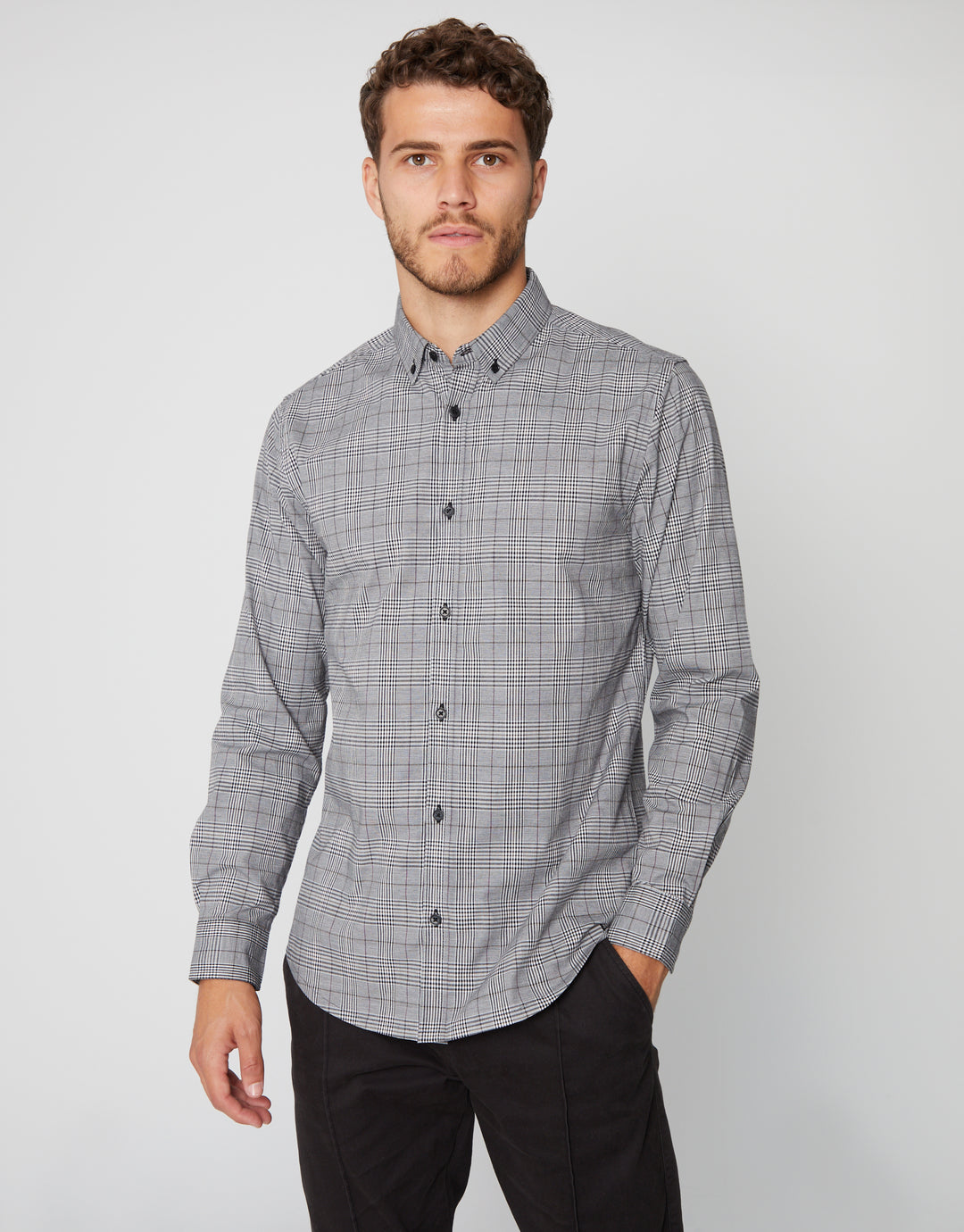 Grey Check Long Sleeve Shirt