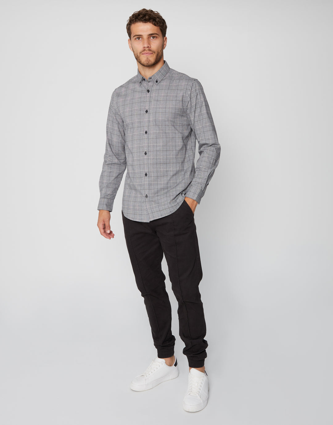 Grey Check Long Sleeve Shirt