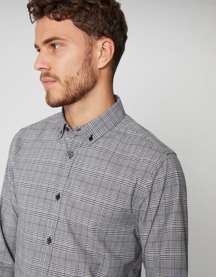 Grey Check Long Sleeve Shirt