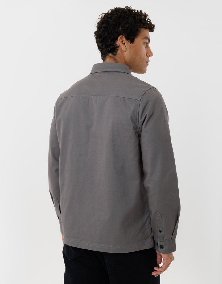Cotton Twill Flannel Lined Shacket in Slate Grey