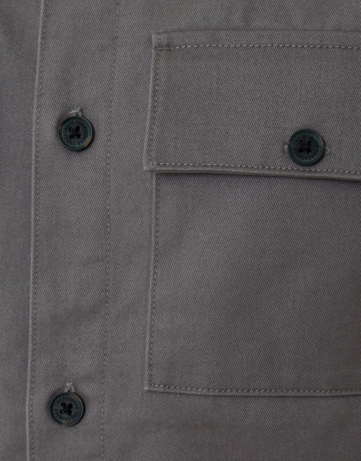 Cotton Twill Flannel Lined Shacket in Slate Grey