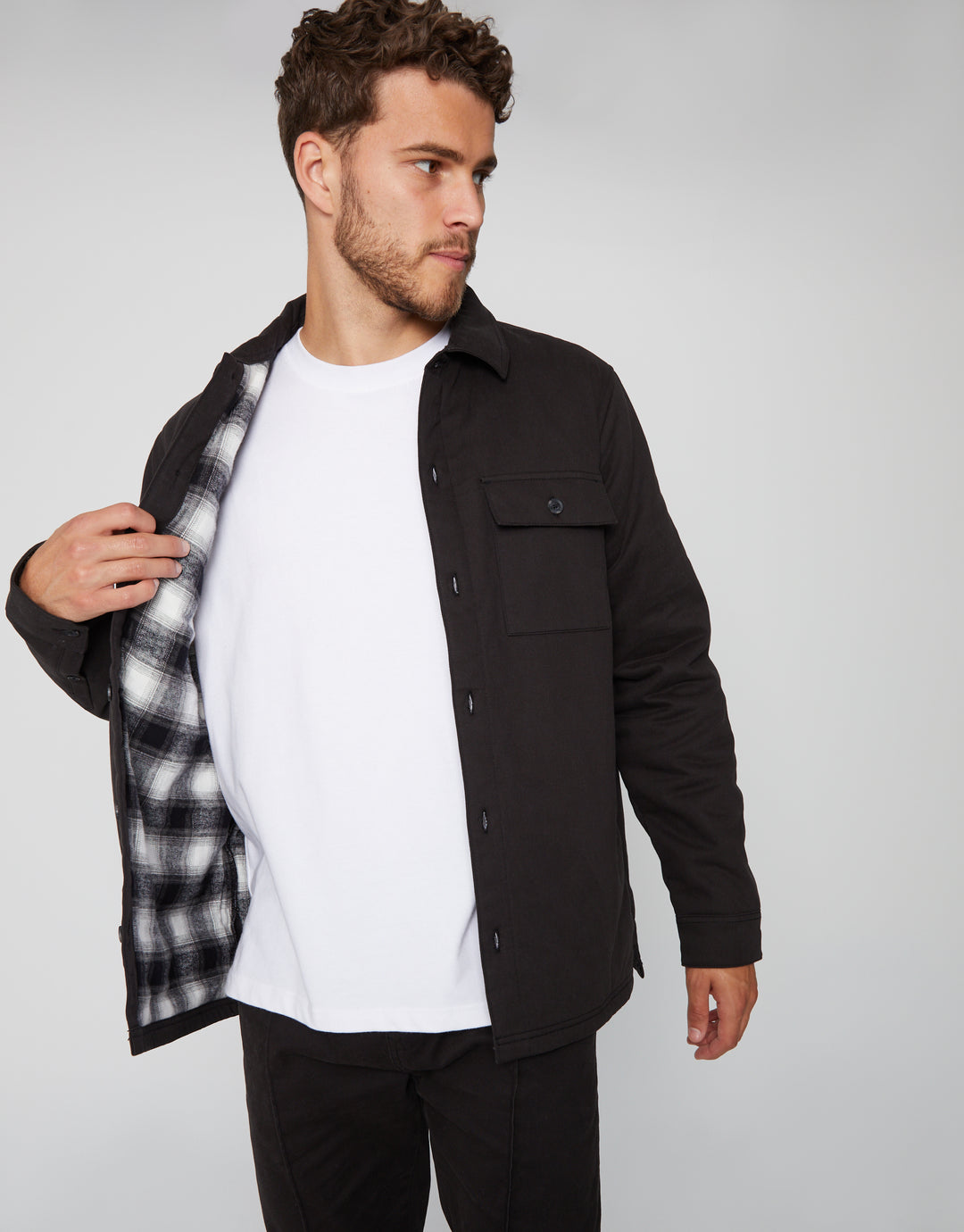 Lightweight Shacket in Black