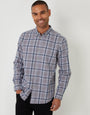 Grey Brushed Flannel Check Long Sleeve Shirt
