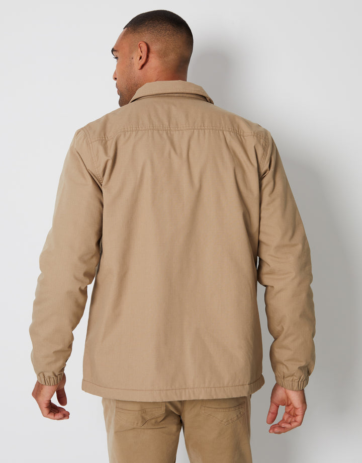 Stone Zip Up Microfleece Lined Shacket