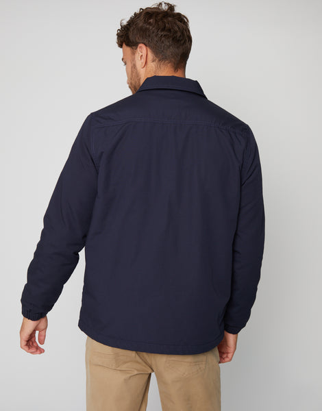 Men's Navy Blue Zip Up Cotton Microfleece Lined Shacket – Threadbare