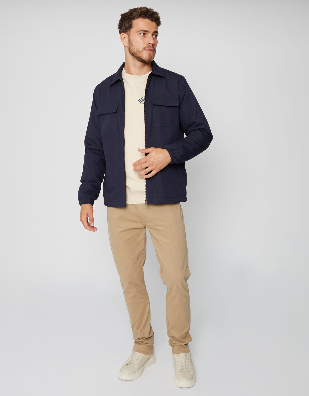 Navy Zip Up Microfleece Lined Shacket