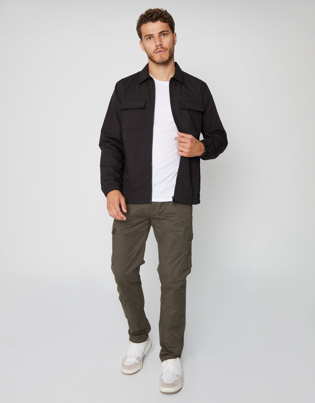 Black Zip Up Microfleece Lined Shacket