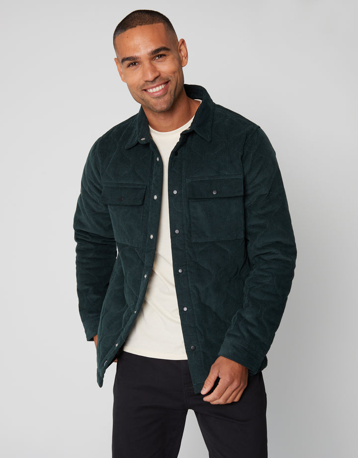 Green Corduroy Onion Quilted Shacket