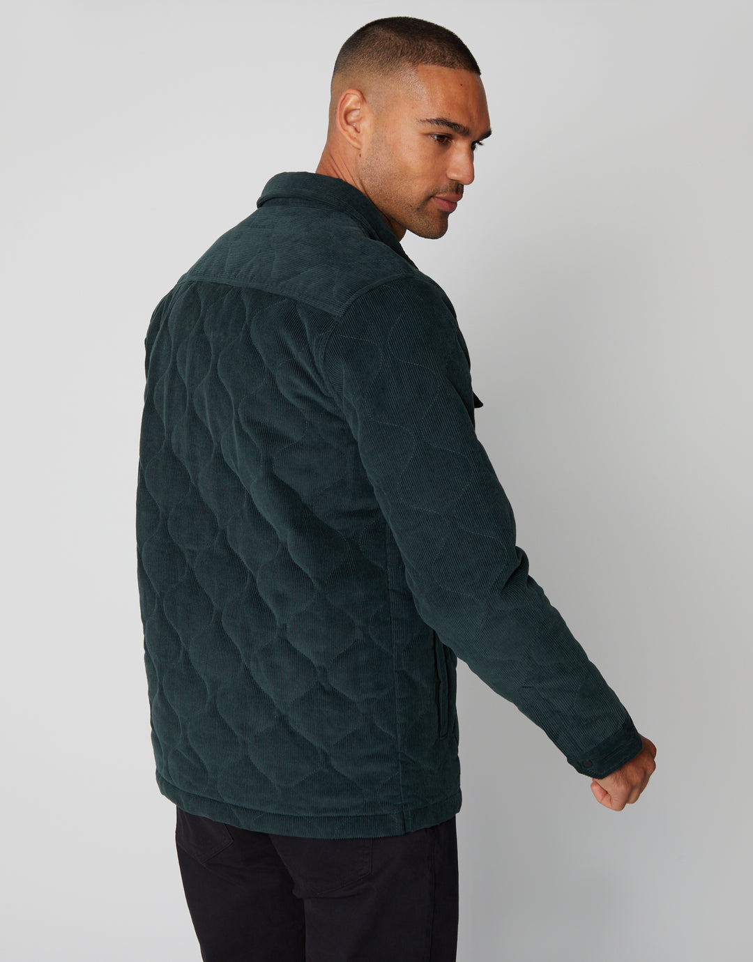 Green Corduroy Onion Quilted Shacket