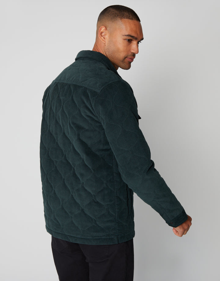 Green Corduroy Onion Quilted Shacket