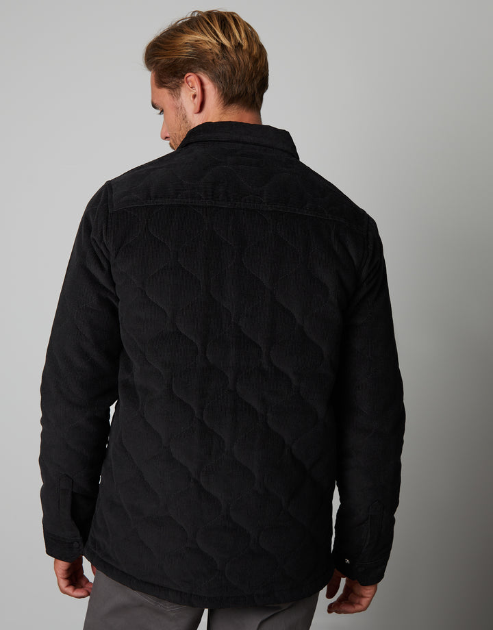 Black Corduroy Onion Quilted Shacket