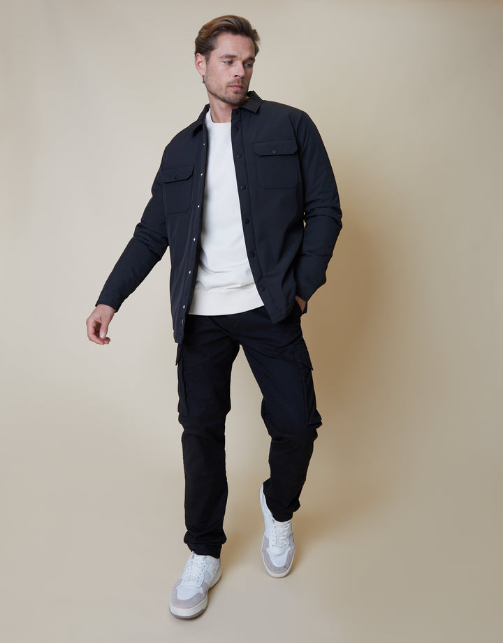Black Lightweight Padded Overshirt Shacket