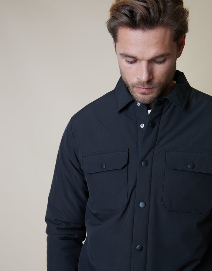 Black Lightweight Padded Overshirt Shacket