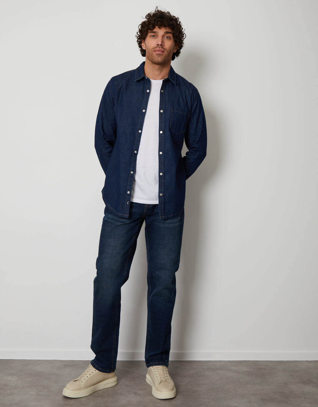 Dark Wash Denim Long Sleeve Shirt