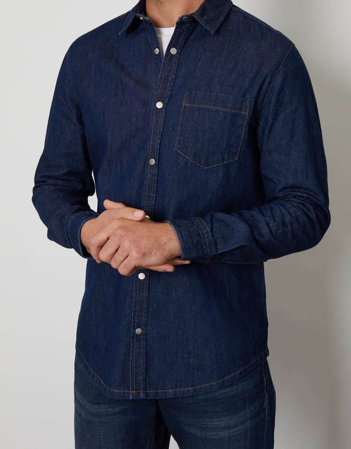 Dark Wash Denim Long Sleeve Shirt