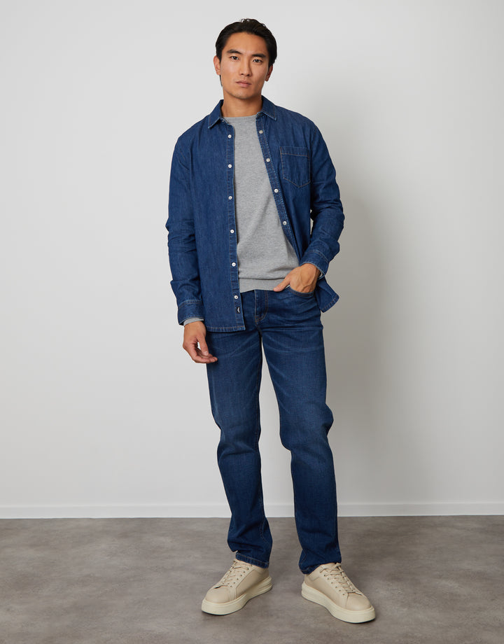 Mid Wash Denim Long Sleeve Shirt