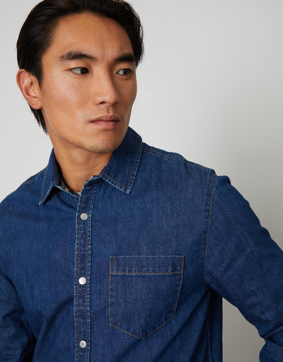 Mid Wash Denim Long Sleeve Shirt