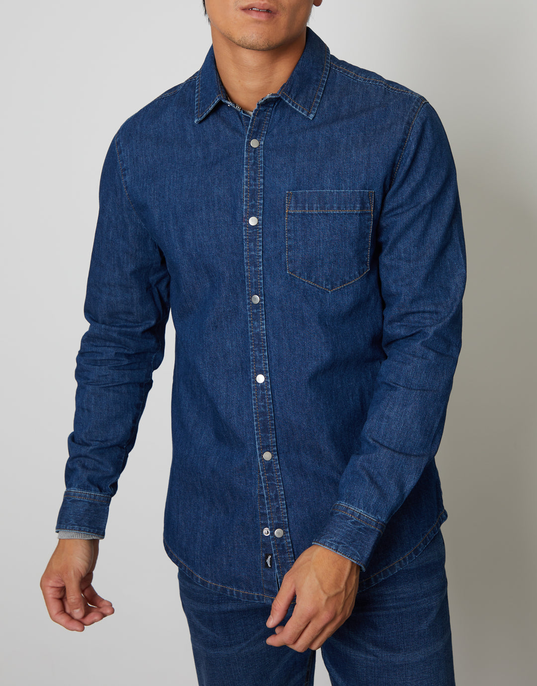 Mid Wash Denim Long Sleeve Shirt