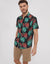 Black Cotton Tropical Print Short Sleeve Shirt