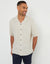 Stone Linen Blend Revere Collar Short Sleeve Shirt