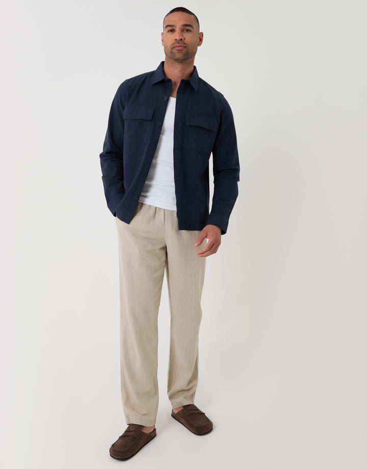 Threadbare Lightweight Shacket in Navy - Full View