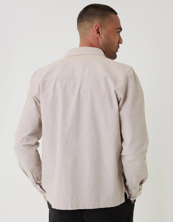 Threadbare Lightweight Shacket in Stone - Back View