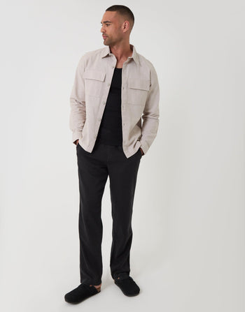 Threadbare Lightweight Shacket in Stone - Full View