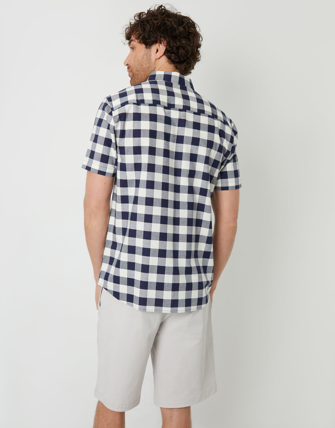Navy Check Short Sleeve Casual Shirt