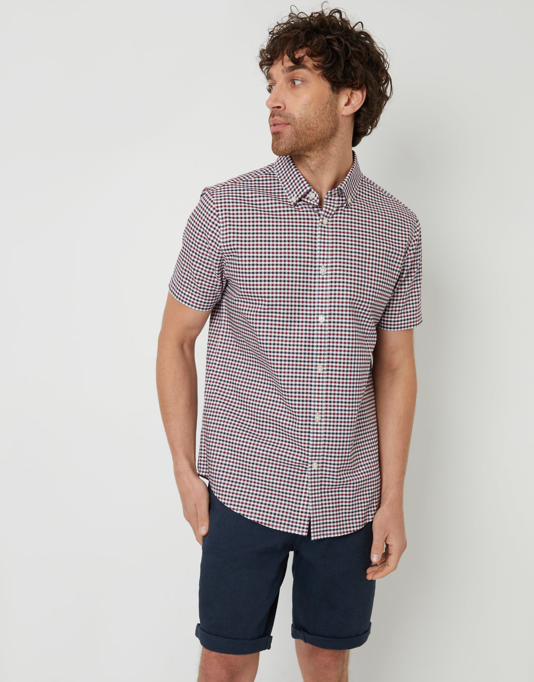 Red & Black Check Short Sleeve Casual Shirt
