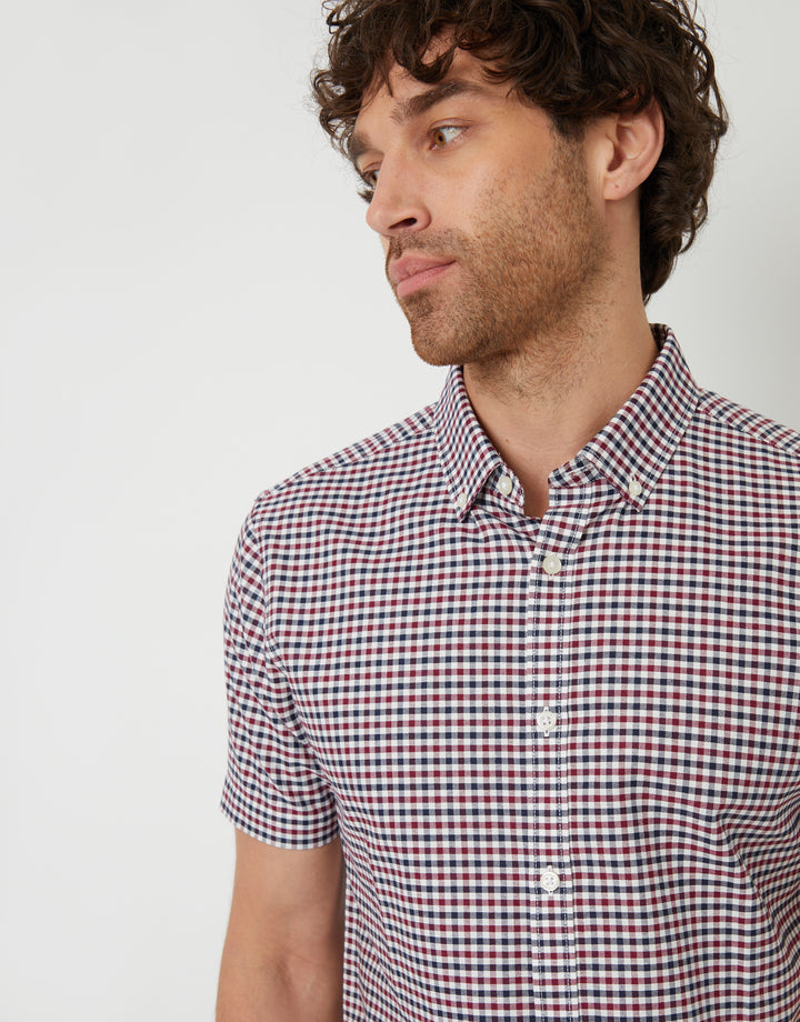 Red & Black Check Short Sleeve Casual Shirt