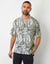 Tropical Leaf Print Revere Collar Short Sleeve Shirt
