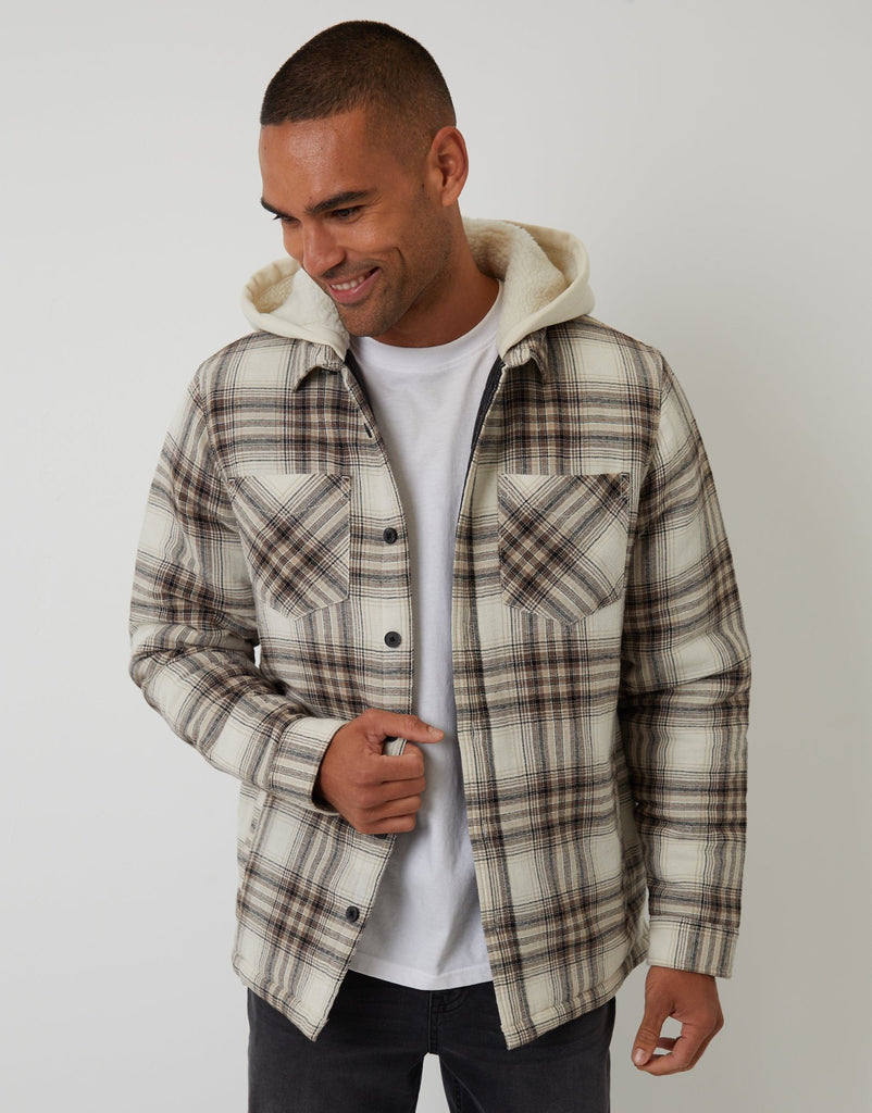 Quilted Shacket Borg Lined Hood Check
