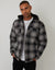 Quilted Shacket with Borg Lined Hood in Black Check
