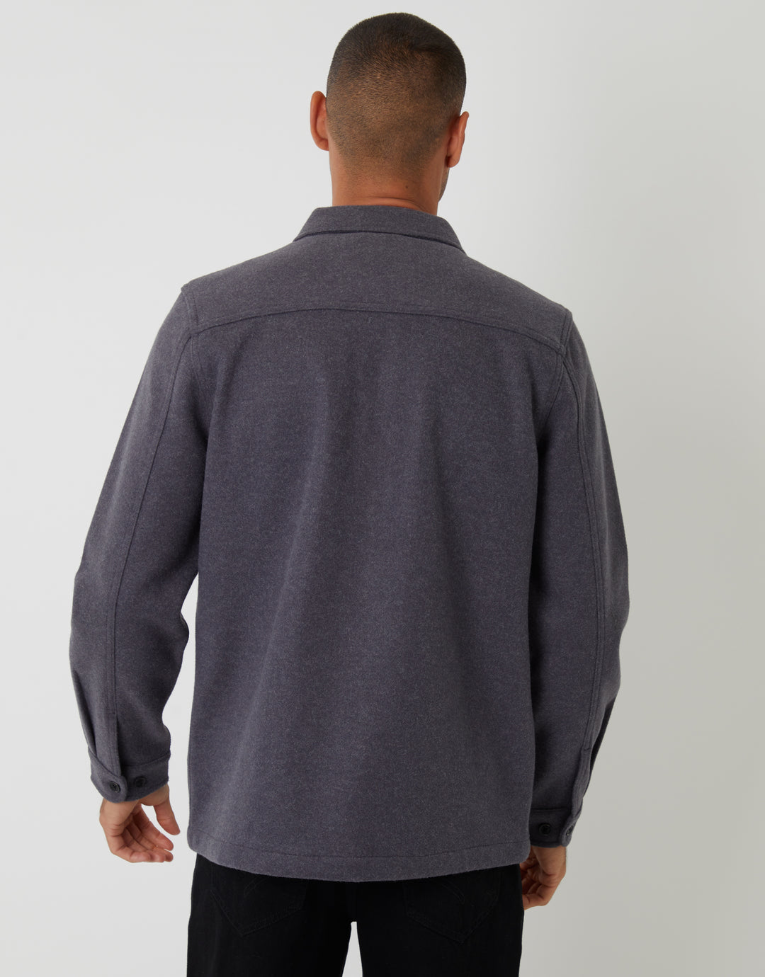 Charcoal Grey Faux Wool Button Up Shacket