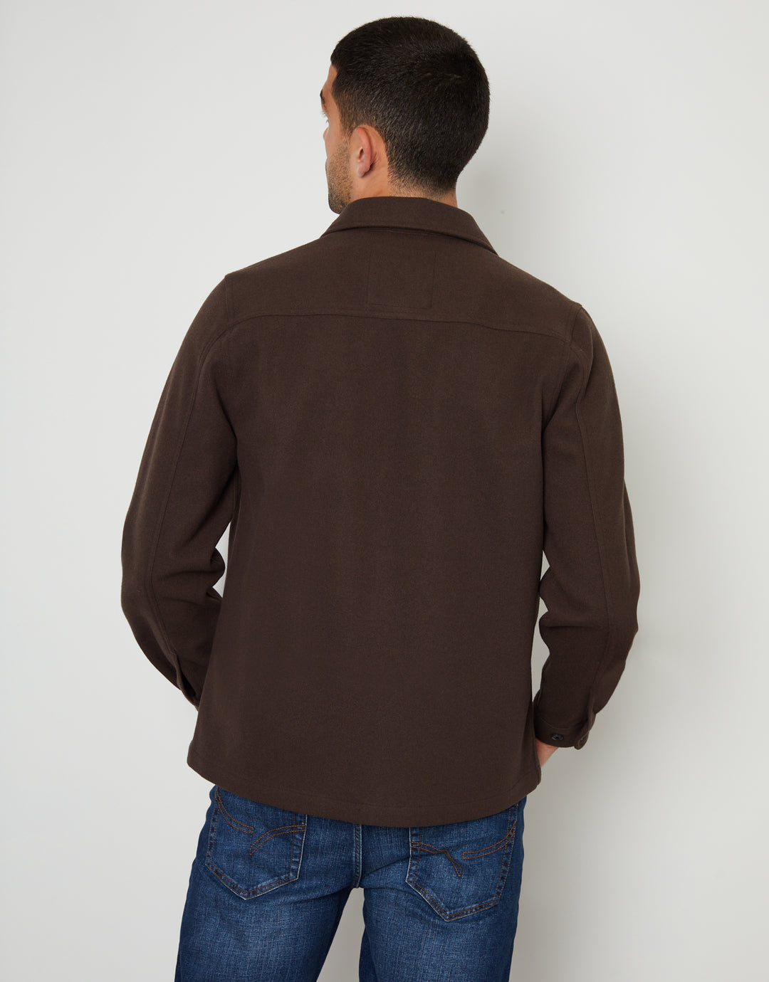 Chocolate Brown Faux Wool Button Up Shacket